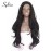 Sylvia Soft Natural Black 1B Lace Front Wig 24 Inch Long Natural Wave Synthetic Wigs Natural Hairline Middle Parting Half Hand Tied Wig 180% Density Heat Resistant Hair Replacement