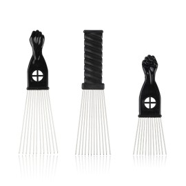 Folansy 5 Pcs Afro Comb Metal African American Pick Comb Hairdressing Styling Tool Hair Pick for Hair Styling black