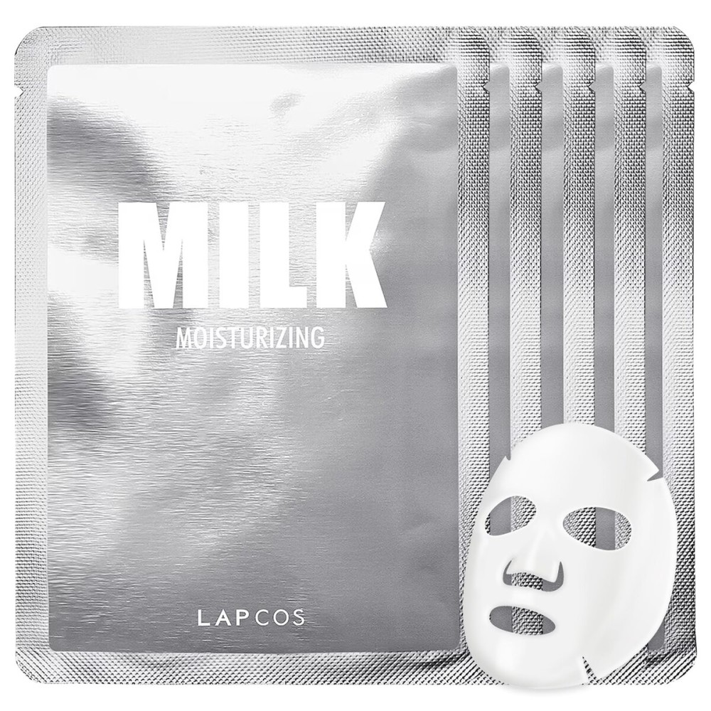 LAPCOS Milk Sheet Mask, Moisturizing Daily Face Mask to Replenish and Restore Dry Skin, Korean Beauty Favorite, 5-Pack