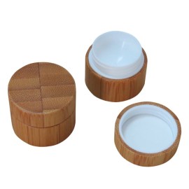 4PCS 5ML/5g/0.17oz Empty Refillable Eco Bamboo Shell PP Inner Cream Jars Bottles Container Sample Storage With Screw Cap for Cosmetic Lip Balm Creams Lotion Eye Cream Sample Packing Ointments