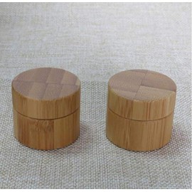 4PCS 5ML/5g/0.17oz Empty Refillable Eco Bamboo Shell PP Inner Cream Jars Bottles Container Sample Storage With Screw Cap for Cosmetic Lip Balm Creams Lotion Eye Cream Sample Packing Ointments