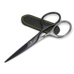 GERMANIKURE Moustache and Beard Scissors - Self-Sharpening FINOX22 Titanium Coated Stainless Steel Professional Grooming Tools in Leather Case - Ethically Made in Solingen Germany - 2706
