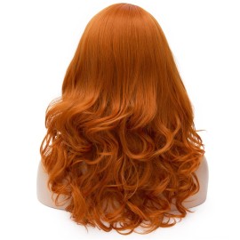 BERON Orange Wigs for Women Curly Side Bangs Girls Wig Wavy Heat Resistant Synthetic Hair Wigs for Halloween Cosplay Costume Party Wig BERON Orange Wigs for Women Curly Side Bangs Girls Wig Wavy Heat Resistant Synthetic Hair Wigs for Halloween Cosplay Costume Party Wig