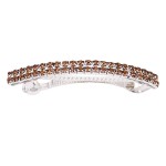 Rosemarie Collections Women\'s Classic Style Double Row Crystal Rhinestone Locking Hair Clip Barrette, 3 (Topaz)