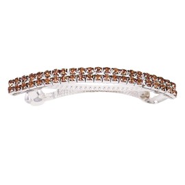 Rosemarie Collections Women\'s Classic Style Double Row Crystal Rhinestone Locking Hair Clip Barrette, 3 (Topaz)