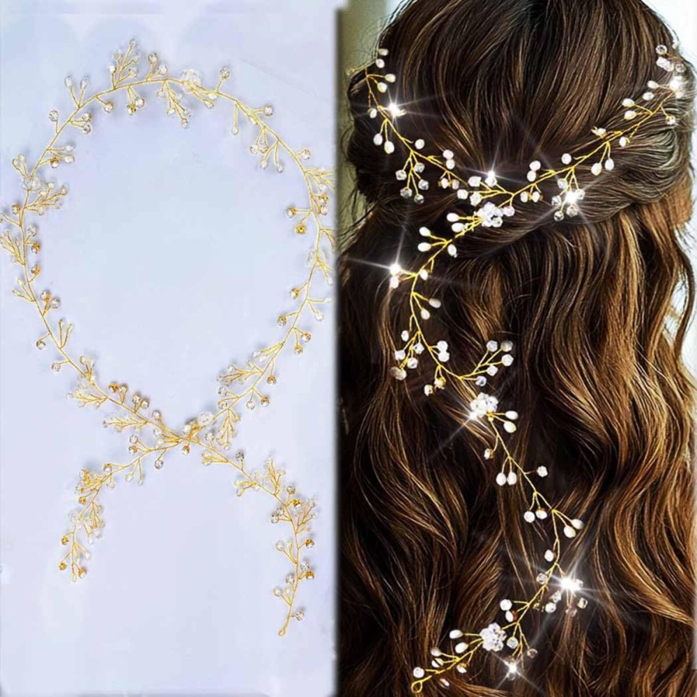 Yean Wedding Hair Vine Long Bridal Headband Hair Accessories for Bride and Bridesmaid (100cm / 39.3inches) (Gold) Yean Wedding Hair Vine Long Bridal Headband Hair Accessories for Bride and Bridesmaid (100cm / 39.3inches) (Gold)