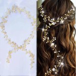 Yean Wedding Hair Vine Long Bridal Headband Hair Accessories for Bride and Bridesmaid (100cm / 39.3inches) (Gold)