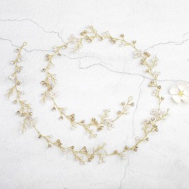 Yean Wedding Hair Vine Long Bridal Headband Hair Accessories for Bride and Bridesmaid (100cm / 39.3inches) (Gold) Yean Wedding Hair Vine Long Bridal Headband Hair Accessories for Bride and Bridesmaid (100cm / 39.3inches) (Gold)