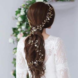 Yean Wedding Hair Vine Long Bridal Headband Hair Accessories for Bride and Bridesmaid (100cm / 39.3inches) (Gold) Yean Wedding Hair Vine Long Bridal Headband Hair Accessories for Bride and Bridesmaid (100cm / 39.3inches) (Gold)