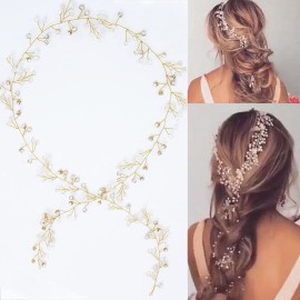 Yean Wedding Hair Vine Long Bridal Headband Hair Accessories for Bride and Bridesmaid (100cm / 39.3inches) (Gold) Yean Wedding Hair Vine Long Bridal Headband Hair Accessories for Bride and Bridesmaid (100cm / 39.3inches) (Gold)