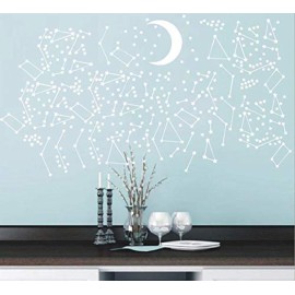 DXLING 190 Gold Star Constellation Wall Decal Kids Bedroom Removable Decoration Outer Space Nursery Sticekrs Zodiac Astronomy Art Mural Decor ZB162 (White)
