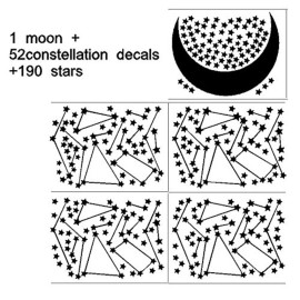 DXLING 190 Gold Star Constellation Wall Decal Kids Bedroom Removable Decoration Outer Space Nursery Sticekrs Zodiac Astronomy Art Mural Decor ZB162 (White)