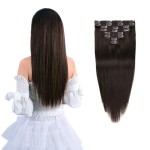 12 Remy Clip in Hair Extensions Human Hair Brown for Women Beauty - Long Silky Straight 8pcs 20clips Real Hair Extensions Clip In Human Hair (12 inch 100g 2 Dark Brown)