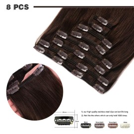 12 Remy Clip in Hair Extensions Human Hair Brown for Women Beauty - Long Silky Straight 8pcs 20clips Real Hair Extensions Clip In Human Hair (12 inch 100g 2 Dark Brown) 12 Remy Clip in Hair Extensions Human Hair Brown for Women Beauty - Long Silky Straight 8pcs 20clips Real Hair Extensions Clip In Human Hair (12 inch 100g 2 Dark Brown)