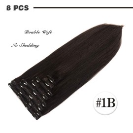 12 Remy Clip in Hair Extensions Human Hair Natural Black for Women Beauty - Long Silky Straight 8pcs 20clips Real Hair Extensions Clip In Human Hair (12 inch 100g 1B Natural Black) 12 Remy Clip in Hair Extensions Human Hair Natural Black for Women Beauty - Long Silky Straight 8pcs 20clips Real Hair Extensions Clip In Human Hair (12 inch 100g 1B Natural Black)