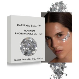 Platinum Biodegradable Chunky Glitter // Karizma Beauty Silver Bio Glitter Eco Glitter Face Glitter Festival Chunky 10g