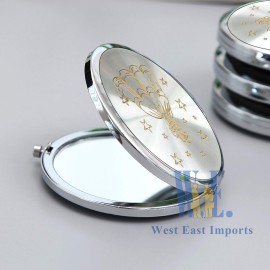 WE Makeup Compact Mirror Favor Cinderlla 12PCS Quinceanera Round Pocket Purse Hand Mirror Cenicienta wih Organza Gift Bag Girl