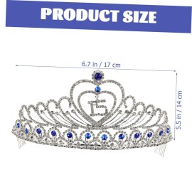 Birthday Party Rhinestone Crystal Tiara Crown Sweet 15 Birthday Tiara (Blue)
