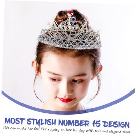 Birthday Party Rhinestone Crystal Tiara Crown Sweet 15 Birthday Tiara (Blue)