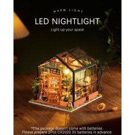 Rolife DIY Miniature Dollhouse Kit,Green House with Furniture and LED,Wooden Dollhouse Kit,Best Birthday and Valentine\'s Day Gift for Women and Girls