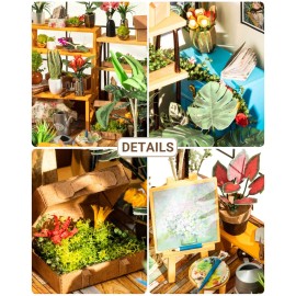 Rolife DIY Miniature Dollhouse Kit,Green House with Furniture and LED,Wooden Dollhouse Kit,Best Birthday and Valentine\'s Day Gift for Women and Girls