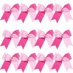 8 Inch 2 Colors Jumbo Cheerleader Bows Ponytail Holder Cheerleading Bows Hair (Pink/Hot Pink)