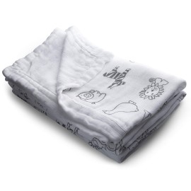 DreamShip Baby Blanket | 4-Layer Breathable Muslin | Hypoallergenic 100% Rayon | Baby Receiving Blankets | Perfect Shower Gift | Pre-Washed | for Newborns & Toddlers | 47x47 inch