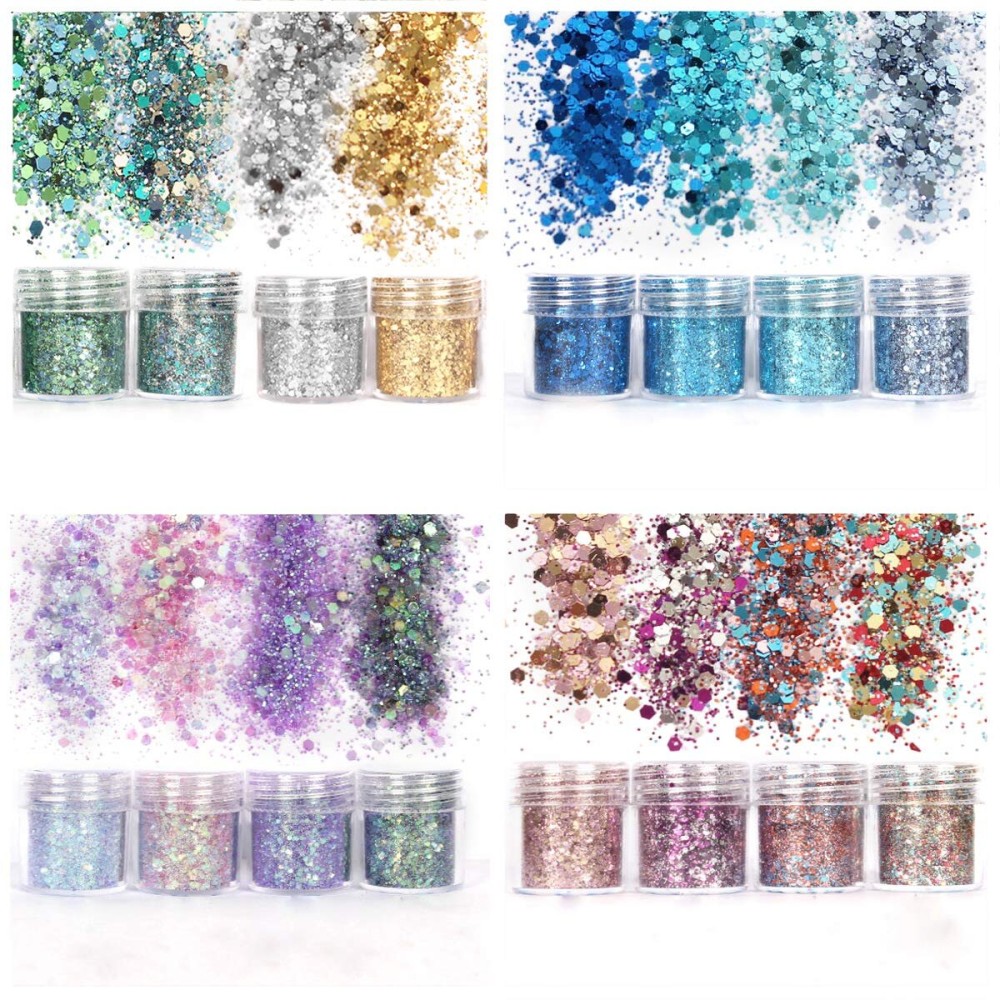 Unime Body Glitter 16 Colors Chunky Glitter for Body Face Hair Make Up Nail Art Mixed Color Glitter Unime Body Glitter 16 Colors Chunky Glitter for Body Face Hair Make Up Nail Art Mixed Color Glitter