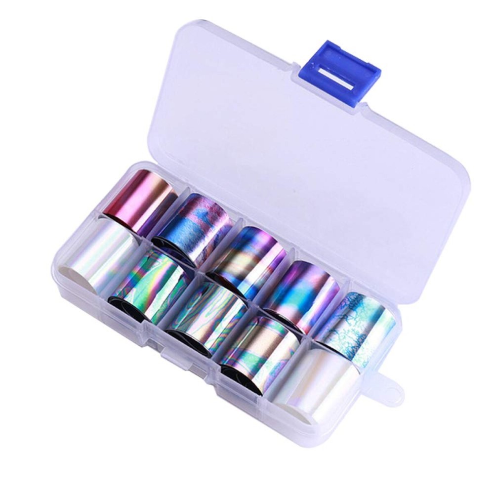 WOKOTO 10 Rolls Holographic Nail Art Foil Stickers Tips Starry Sky Adhesive nail Wraps foil transfer Manicure decals set (0.98inchs*39.4inchs) WOKOTO 10 Rolls Holographic Nail Art Foil Stickers Tips Starry Sky Adhesive nail Wraps foil transfer Manicure decals set (0.98inchs*39.4inchs)