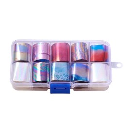 WOKOTO 10 Rolls Holographic Nail Art Foil Stickers Tips Starry Sky Adhesive nail Wraps foil transfer Manicure decals set (0.98inchs*39.4inchs) WOKOTO 10 Rolls Holographic Nail Art Foil Stickers Tips Starry Sky Adhesive nail Wraps foil transfer Manicure decals set (0.98inchs*39.4inchs)