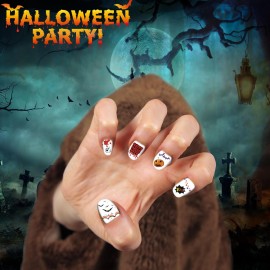 TailaiMei 1500 Pcs Halloween Nail Decals Stickers, 12 Sheets Self-Adhesive DIY Nail Art Tips Stencil for Halloween Party, Include Pumpkin/Bat/Ghost/Witch etc TailaiMei 1500 Pcs Halloween Nail Decals Stickers, 12 Sheets Self-Adhesive DIY Nail Art Tips Stencil for Halloween Party, Include Pumpkin/Bat/Ghost/Witch etc