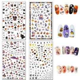 TailaiMei 1500 Pcs Halloween Nail Decals Stickers, 12 Sheets Self-Adhesive DIY Nail Art Tips Stencil for Halloween Party, Include Pumpkin/Bat/Ghost/Witch etc TailaiMei 1500 Pcs Halloween Nail Decals Stickers, 12 Sheets Self-Adhesive DIY Nail Art Tips Stencil for Halloween Party, Include Pumpkin/Bat/Ghost/Witch etc