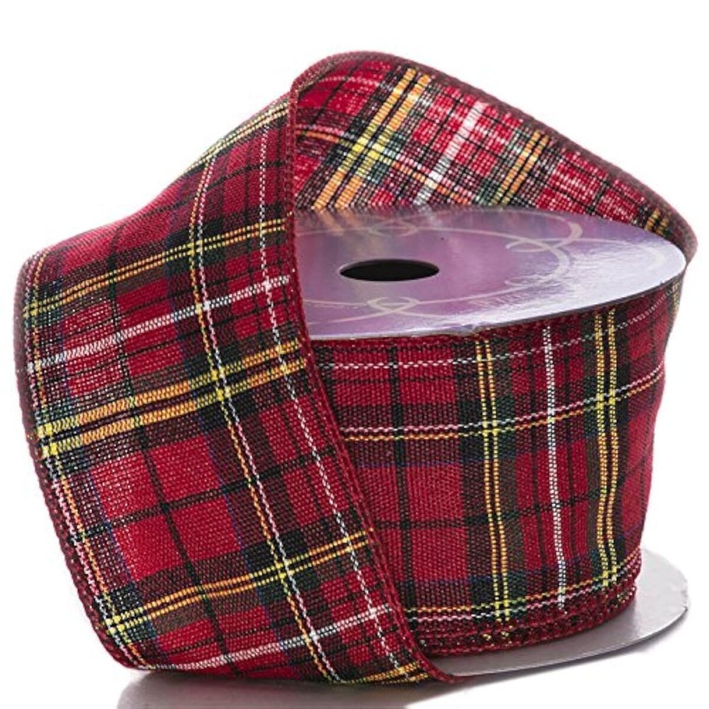 Holiday Wired Christmas Tree Ribbon - 2 1/2 x 10 Yards, Red & Yellow Plaid, Wreath, Tree Decoration, Gift Wrapping, Presents, Bow, Garland, Holiday, Tartan Holiday Wired Christmas Tree Ribbon - 2 1/2 x 10 Yards, Red & Yellow Plaid, Wreath, Tree Decoration, Gift Wrapping, Presents, Bow, Garland, Holiday, Tartan