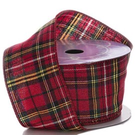 Holiday Wired Christmas Tree Ribbon - 2 1/2 x 10 Yards, Red & Yellow Plaid, Wreath, Tree Decoration, Gift Wrapping, Presents, Bow, Garland, Holiday, Tartan Holiday Wired Christmas Tree Ribbon - 2 1/2 x 10 Yards, Red & Yellow Plaid, Wreath, Tree Decoration, Gift Wrapping, Presents, Bow, Garland, Holiday, Tartan