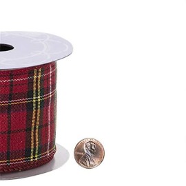 Holiday Wired Christmas Tree Ribbon - 2 1/2 x 10 Yards, Red & Yellow Plaid, Wreath, Tree Decoration, Gift Wrapping, Presents, Bow, Garland, Holiday, Tartan Holiday Wired Christmas Tree Ribbon - 2 1/2 x 10 Yards, Red & Yellow Plaid, Wreath, Tree Decoration, Gift Wrapping, Presents, Bow, Garland, Holiday, Tartan