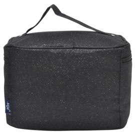 NGIL Black Glitter Large Top Handle Cosmetic Case NGIL Black Glitter Large Top Handle Cosmetic Case