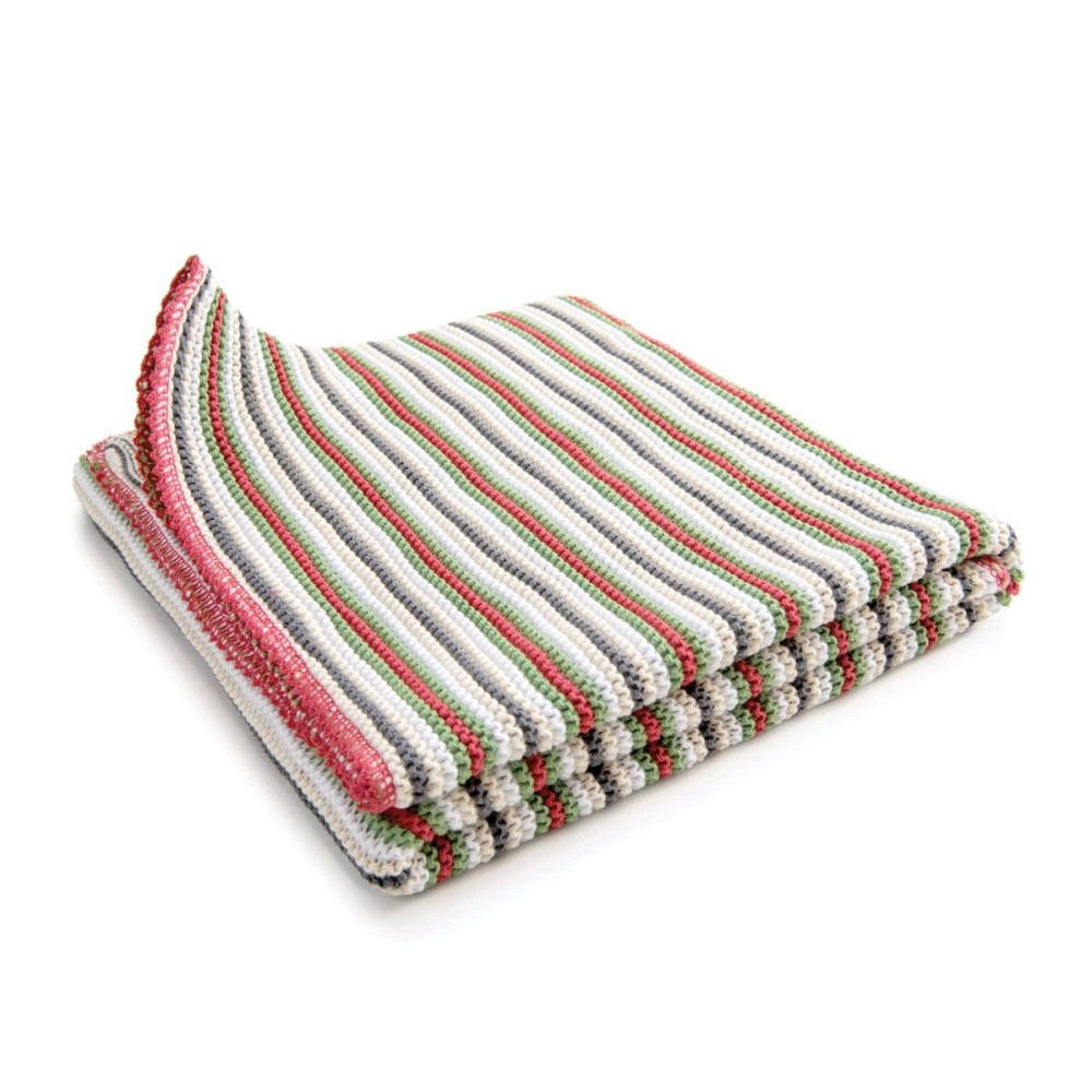 SonnenStrick 100% Organic Cotton Knitted Baby Blanket (Striped) Made in Germany (Red Striped)