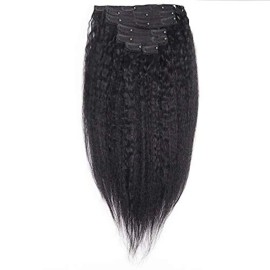 18 Inch Yaki Straight Human Hair Clip in Kinky Straight Hair Extension Virgin Brazialian Hair Clip ins 7pcs/set 16 Clips (120g 18, Natural Black) 18 Inch Yaki Straight Human Hair Clip in Kinky Straight Hair Extension Virgin Brazialian Hair Clip ins 7pcs/set 16 Clips (120g 18, Natural Black)