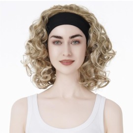 Aimole 16 Inches Short Curly Hair Wigs Women\'s Wig 3/4 Half Wig with Black Headband (L16-613)