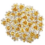 BETITETO 40 Pcs U-Shaped Flower Rhinestone Hair Pins Crystal Hair Accessories for Bridal Wedding Party Girls\' Sweet Sixteen (Yellow)