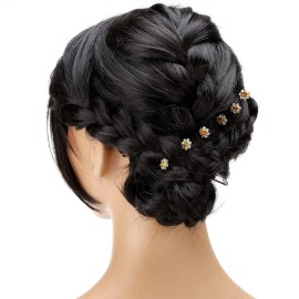 BETITETO 40 Pcs U-Shaped Flower Rhinestone Hair Pins Crystal Hair Accessories for Bridal Wedding Party Girls\' Sweet Sixteen (Yellow) BETITETO 40 Pcs U-Shaped Flower Rhinestone Hair Pins Crystal Hair Accessories for Bridal Wedding Party Girls\' Sweet Sixteen (Yellow)