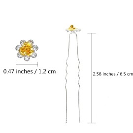 BETITETO 40 Pcs U-Shaped Flower Rhinestone Hair Pins Crystal Hair Accessories for Bridal Wedding Party Girls\' Sweet Sixteen (Yellow) BETITETO 40 Pcs U-Shaped Flower Rhinestone Hair Pins Crystal Hair Accessories for Bridal Wedding Party Girls\' Sweet Sixteen (Yellow)