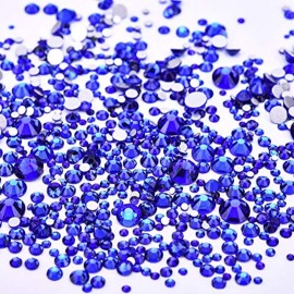 Jollin 3456pcs Flatback Rhinestones Glass Charms Diamantes Gems Stones for Nail Art 6 Size ss4~ss12 Sapphire