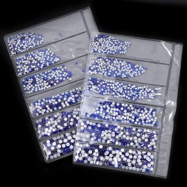 Jollin 3456pcs Flatback Rhinestones Glass Charms Diamantes Gems Stones for Nail Art 6 Size ss4~ss12 Sapphire