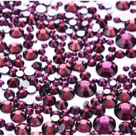Jollin 3456pcs Flatback Rhinestones Glass Charms Diamantes Gems Stones for Nail Art 6 Size ss4~ss12 Amethyst