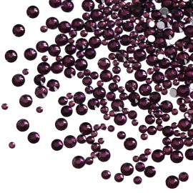 Jollin 3456pcs Flatback Rhinestones Glass Charms Diamantes Gems Stones for Nail Art 6 Size ss4~ss12 Amethyst