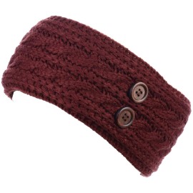 Be Your Own Style BYOS Womens Winter Chic Cable Warm Fleece Lined Crochet Knit Headband Turban