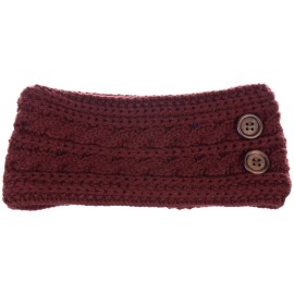 Be Your Own Style BYOS Womens Winter Chic Cable Warm Fleece Lined Crochet Knit Headband Turban