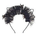 Lux Accessories Black Straw Strips Cat Ears Playful Crazy Fun Fashion Headband