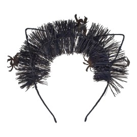 Lux Accessories Black Straw Strips Cat Ears Playful Crazy Fun Fashion Headband